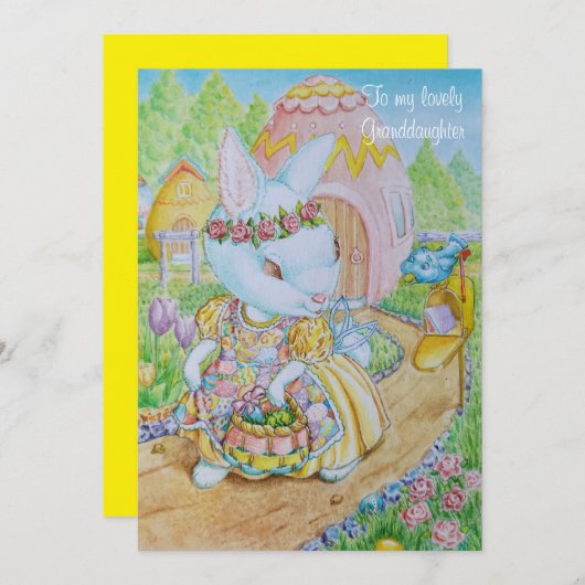 A GRANDDAUGHTER'S PERSONALIZED EASTER CARD  FEESTDAGENKAART (Voorkant / Achterkant)