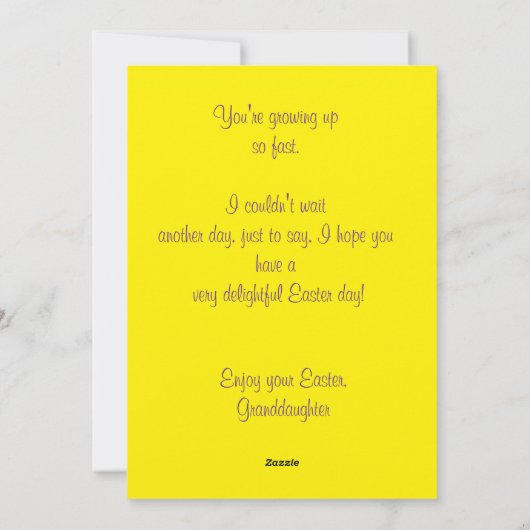 A GRANDDAUGHTER'S PERSONALIZED EASTER CARD  FEESTDAGENKAART (Achterkant)