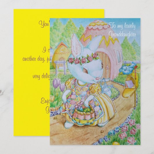 A GRANDDAUGHTER'S PERSONALIZED EASTER CARD  FEESTDAGENKAART (Voorkant / Achterkant)