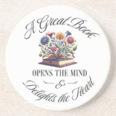 A Great Book Delights Floral Coaster Zandsteen Onderzetter (Voorkant)