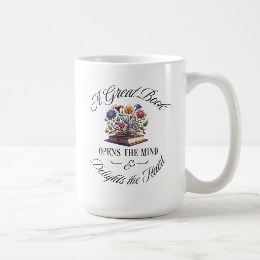 A Great Book Delights Floral  Koffiemok (Rechts)