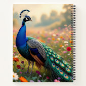 A Green and Blue Peacock in Flowers Personalized Notitieboek (Achterkant)