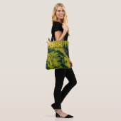A green fern plants background with shadows. abstr tote bag (Op model)