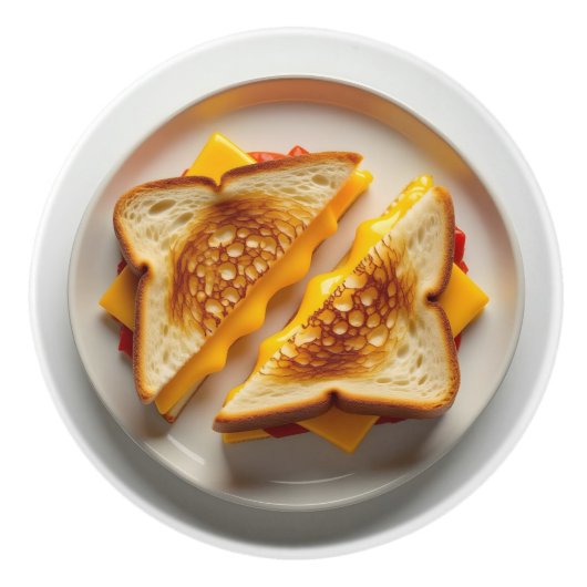 A Grilled Cheese Sandwich on a Plate Keramische Knop (Voorkant)