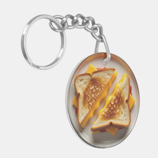 A Grilled Cheese Sandwich on a Plate Sleutelhanger (Voorkant Links)