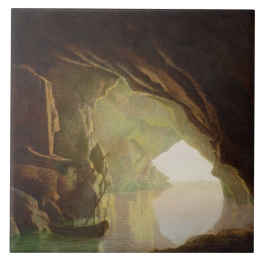 A Grotto in de Golf van Salerno, Sunset, c.1780-1 Tegeltje (Voorkant)