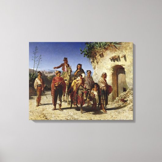 A Gypsy Family on the Road, c.1861 Canvas Afdruk (Voorkant)