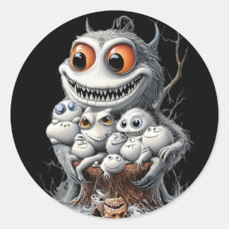 A Halloween sticker. Monsters are waiting for you! Ronde Sticker