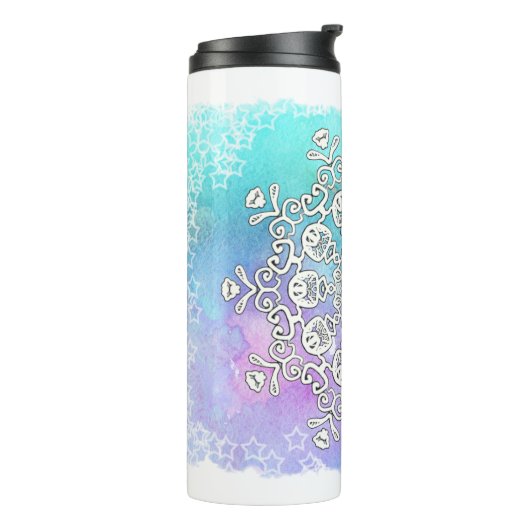 *~* A Handtekening en Waterverf Mandala Thermosbeker (Gedraaid links)