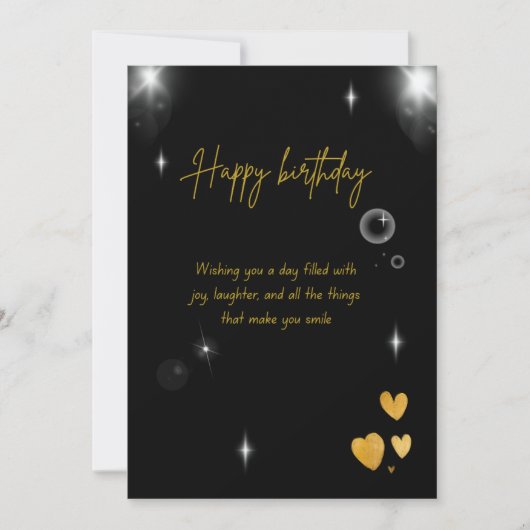A happy birthday card suitable in black and gold feestdagenkaart (Voorkant)