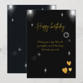 A happy birthday card suitable in black and gold feestdagenkaart (Voorkant / Achterkant)