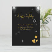A happy birthday card suitable in black and gold feestdagenkaart (Staand voorkant)