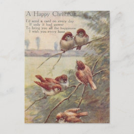 A HAPPY CHRISTMAS (seven nightingales on branch) Briefkaart
