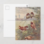 A HAPPY CHRISTMAS (seven nightingales on branch) Briefkaart (Voorkant / Achterkant)