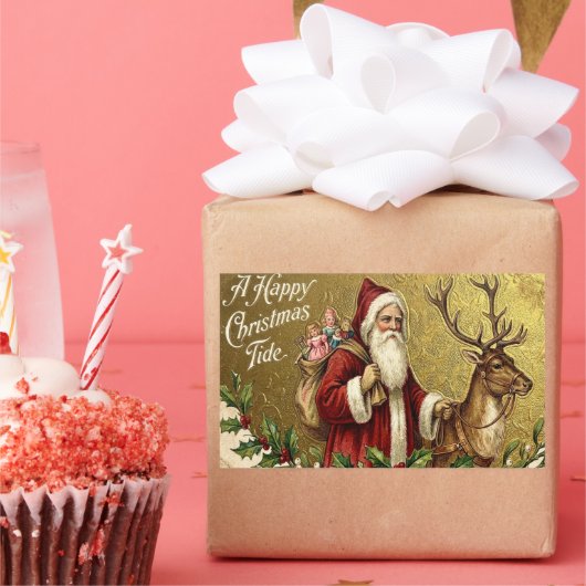 A Happy Christmas Tide Rechthoekige Sticker (Feest)