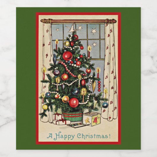 A Happy Christmas Wijn Etiket (Enkel label)