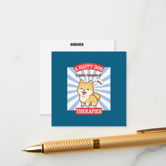 A Happy Dog Cute Dog Card Informatiekaartje (Voorkant / Achterkant in situ)