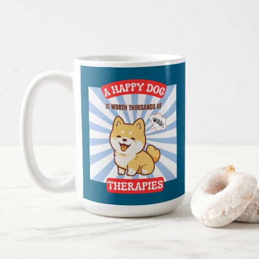 A Happy Dog Shiba cute dog Koffiemok (Met donut)