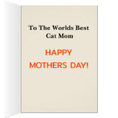 A+ Happy Mothers Day to Worlds Beste Kat Moeder Ka (Binnen (Rechts))