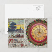 A Happy New Year Clock Feestdagenkaart (Voorkant / Achterkant)