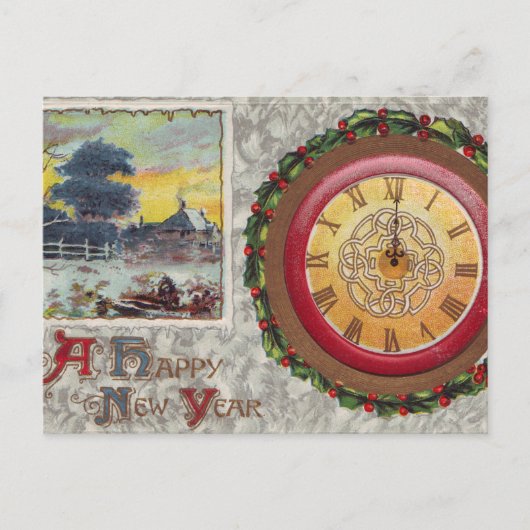 A Happy New Year Clock Feestdagenkaart (Voorkant)