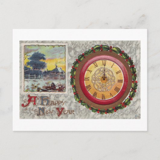 A Happy New Year Clock Feestdagenkaart (Voorkant)