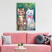 A Happy Pair | Louis Wain | Canvas Afdruk (Insitu (Woonkamer))