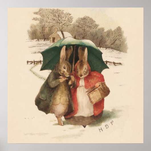 "A Happy Pair" van Beatrix Potter Poster (Voorkant)