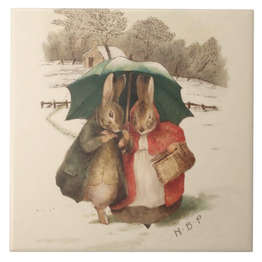 "A Happy Pair" van Beatrix Potter Tegeltje (Voorkant)