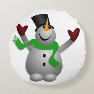 A Happy Snowman Rond Kussen