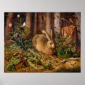 A Hare in Forest door Hans Hoffmann Poster (Voorkant)