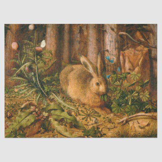 A Hare in Forest door Hans Hoffmann Tissuepapier (Voorkant)
