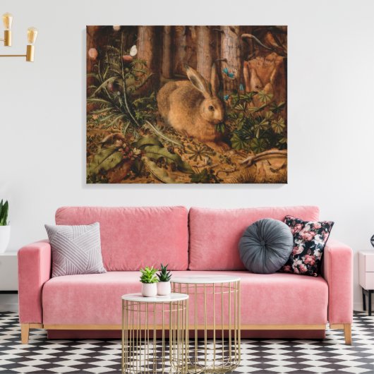 A Hare in the Forest (door Hans Hoffmann) Canvas Afdruk (Insitu (Woonkamer))
