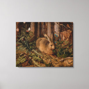 A Hare in the Forest (door Hans Hoffmann) Canvas Afdruk