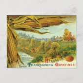 A Hearty Thanksgiving, Indian Corn and Haystacks Feestdagenkaart (Voorkant)