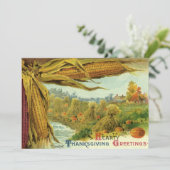 A Hearty Thanksgiving, Indian Corn and Haystacks Feestdagenkaart (Staand voorkant)