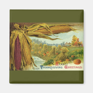 A Hearty Thanksgiving, Indian Corn and Haystacks Magneet