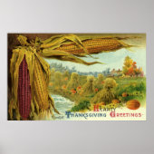 A Hearty Thanksgiving, Indian Corn and Haystacks Poster (Voorkant)
