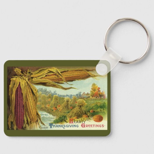 A Hearty Thanksgiving, Indian Corn and Haystacks Sleutelhanger (Voorkant)