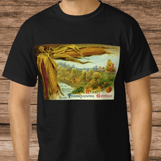 A Hearty Thanksgiving, Indian Corn and Haystacks T-shirt