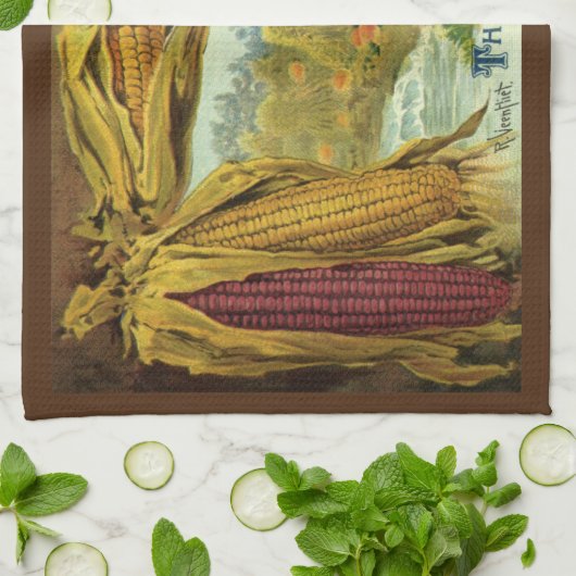 A Hearty Thanksgiving, Indian Corn and Haystacks Theedoek (Gevouwen)