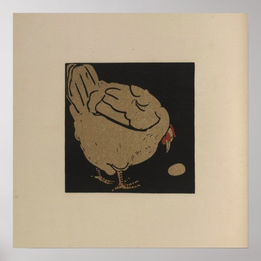 A Hen kijkt naar haar ei Poster (Voorkant)