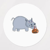 A Hippo with a Pumpkin Bag Labels (Design 2)