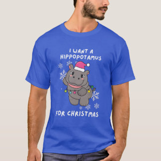 A Hippopotamus for Christmas Merry Christmas retro T-shirt