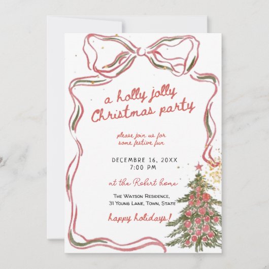 A holly jolly hand drawn christmas party  kaart (Voorkant)