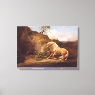 A Horse Frighed by a Lion, c.1790-5 (olie op blik) Canvas Afdruk