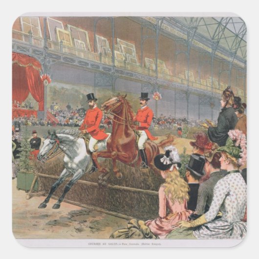 A Horse Race, 1886 Vierkante Sticker (Voorkant)