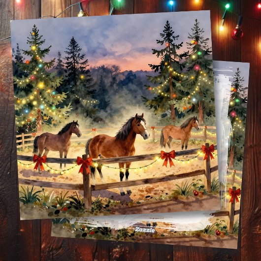 A Horse Ranch Country Christmas Feestdagenkaart