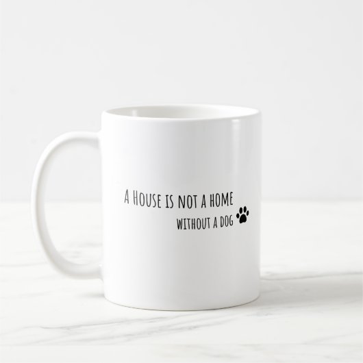 A house is not a home without a dog koffiemok (Links)