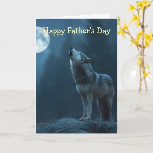 A Howling Wolf Father's Day Kaart (Gele Bloem)